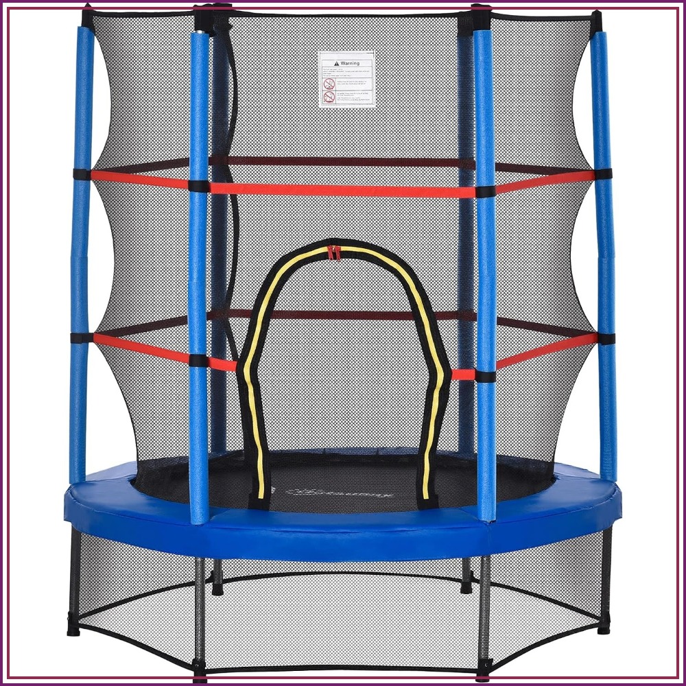 Kids Indoor Outdoor Trampoline - 55인치 미니 트램펄린(3-6세 어린이용), 실내/실외용, 안전망