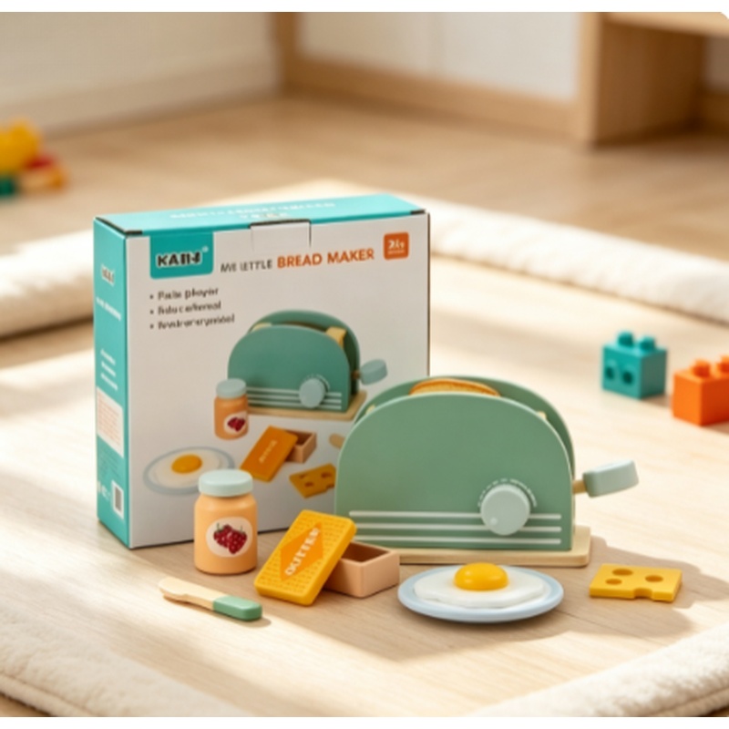 Kids Outdoor Kitchen Accessories - 나무 시뮬레이션 토스터 장난감 어린이 놀이