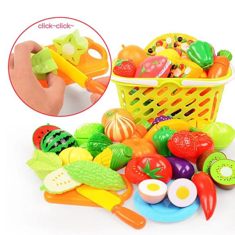Kids Outdoor Kitchen Accessories - 어린이 장난감 과일과 야채 자르기 세트