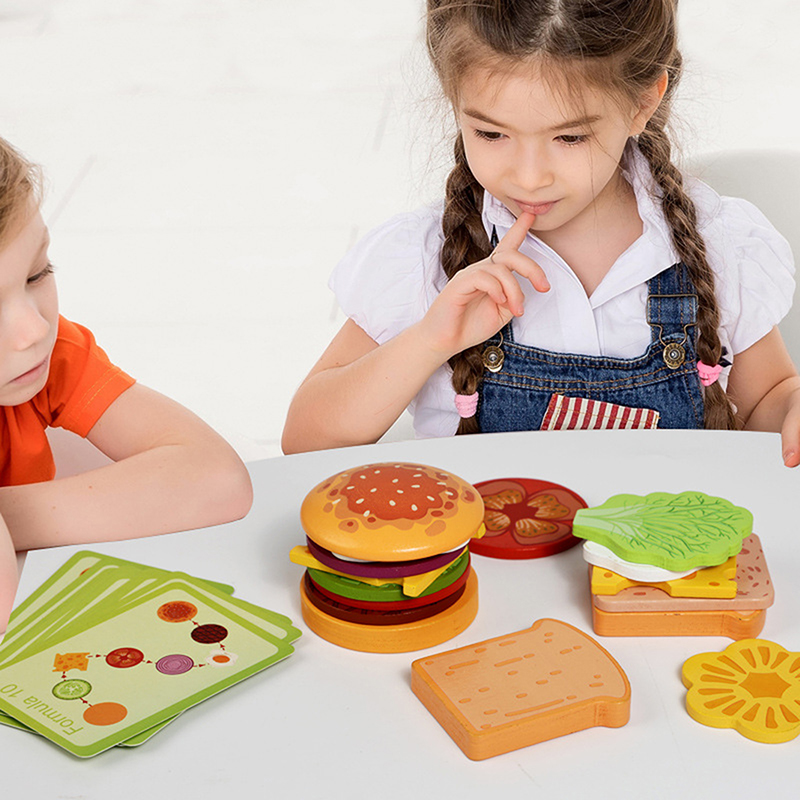 Kids Outdoor Kitchen Accessories - ·어린이를 위한 새로운 나무 햄버그 샌드위치