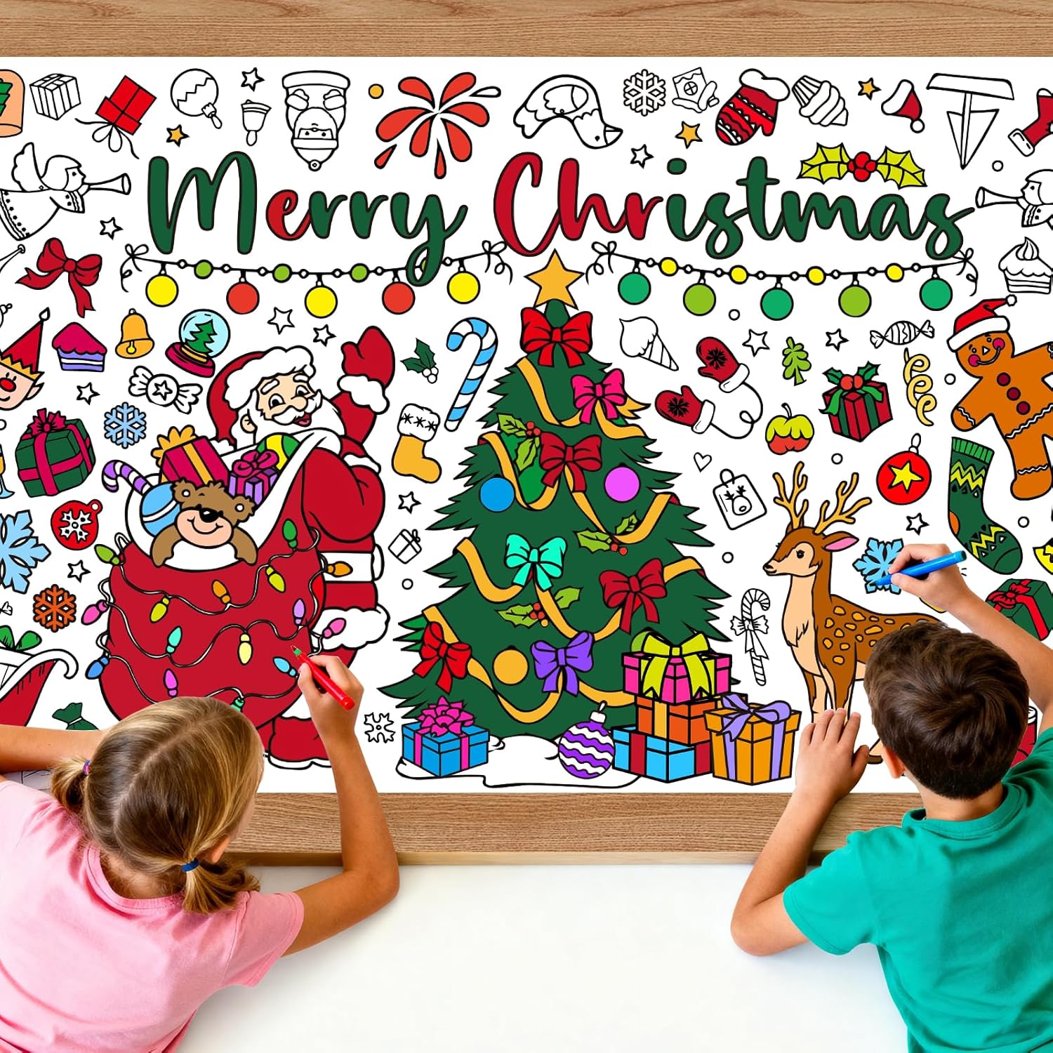 Kids Outdoor Xmas Gifts - 크리스마스 대형 색칠 포스터 테이블보 어린이