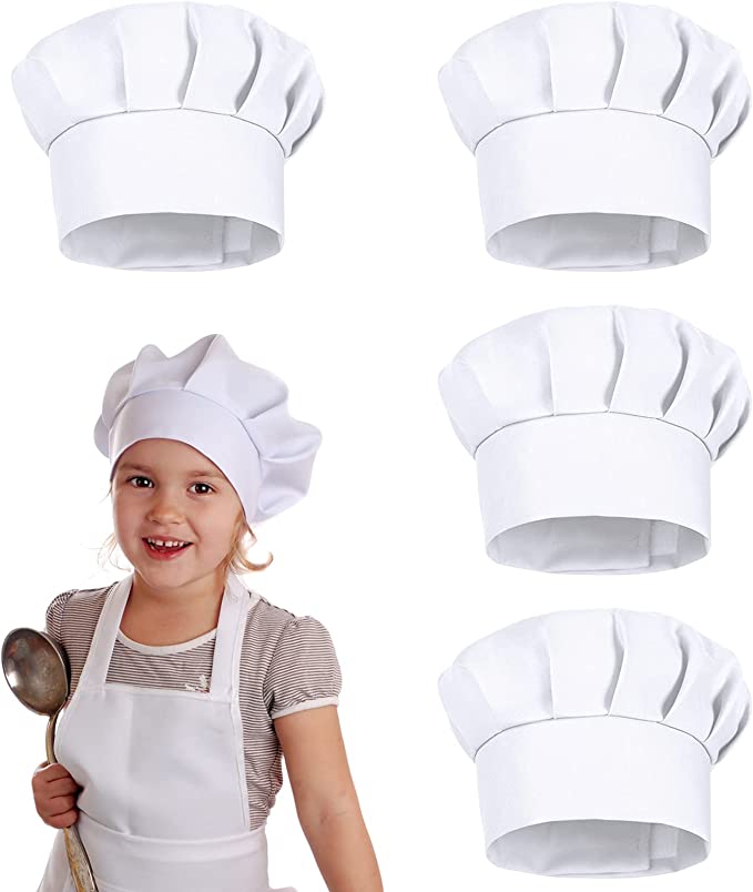 Kids Outdoor Kitchen Accessories - 4개 세트 흰색 파티 모자 코스튬