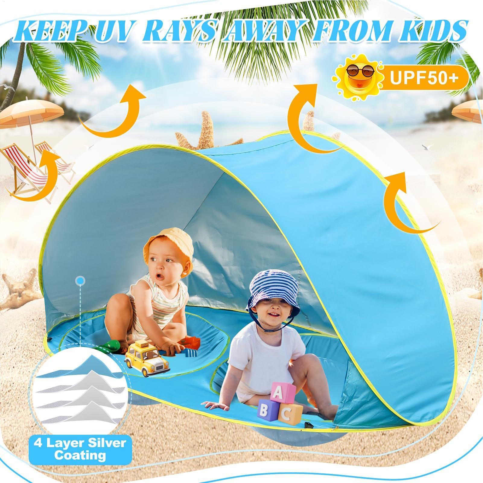 어린이용 비치 텐트 수영장 포함, 자외선 차단 햇빛 가 - Kids Outdoor Grill 리뷰 및 가격