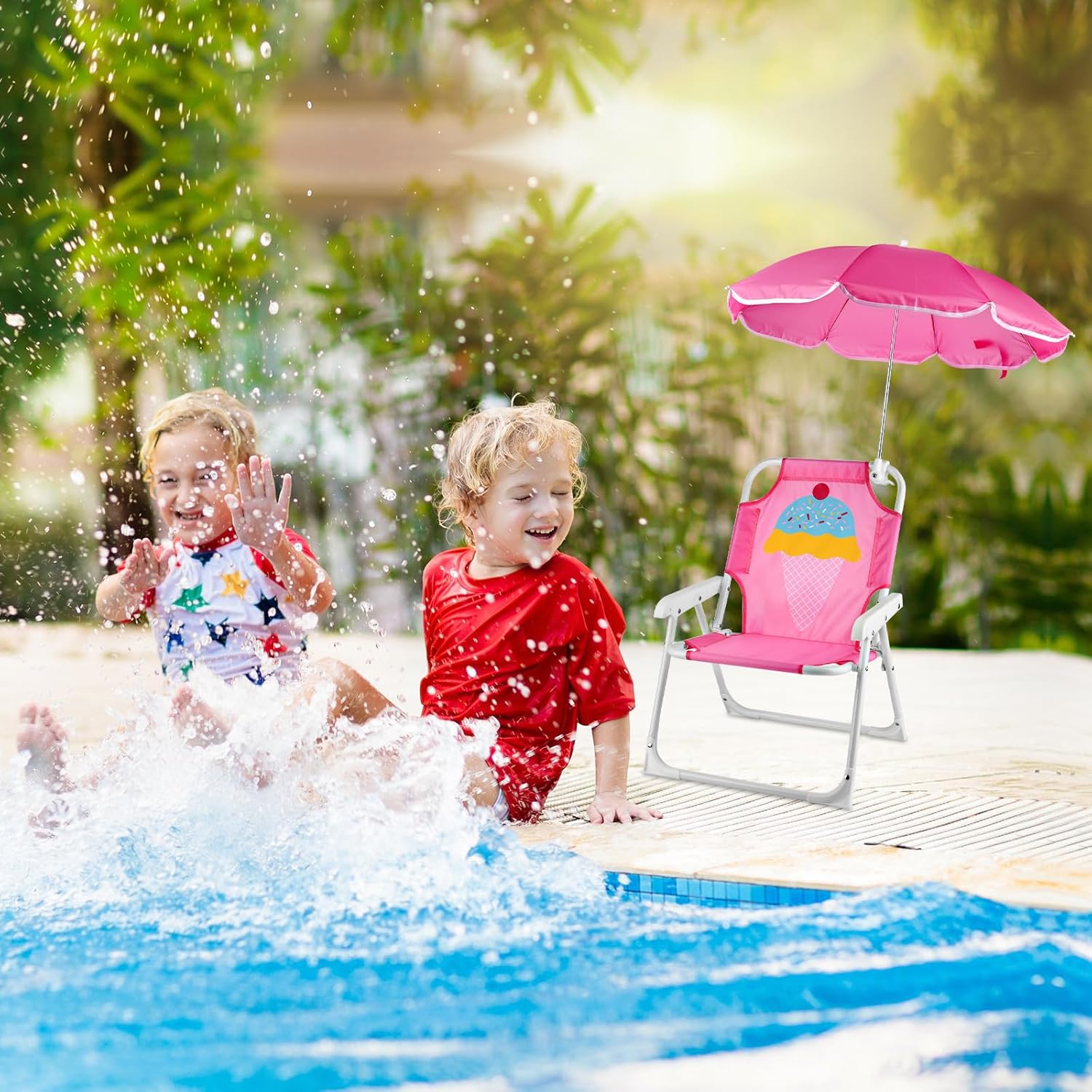 1 세트 접이식 비치 의자 (우산 포함) 소년을위한 경 - Kids Outdoor Lounge Chair With Umbrella 리뷰 및 가격