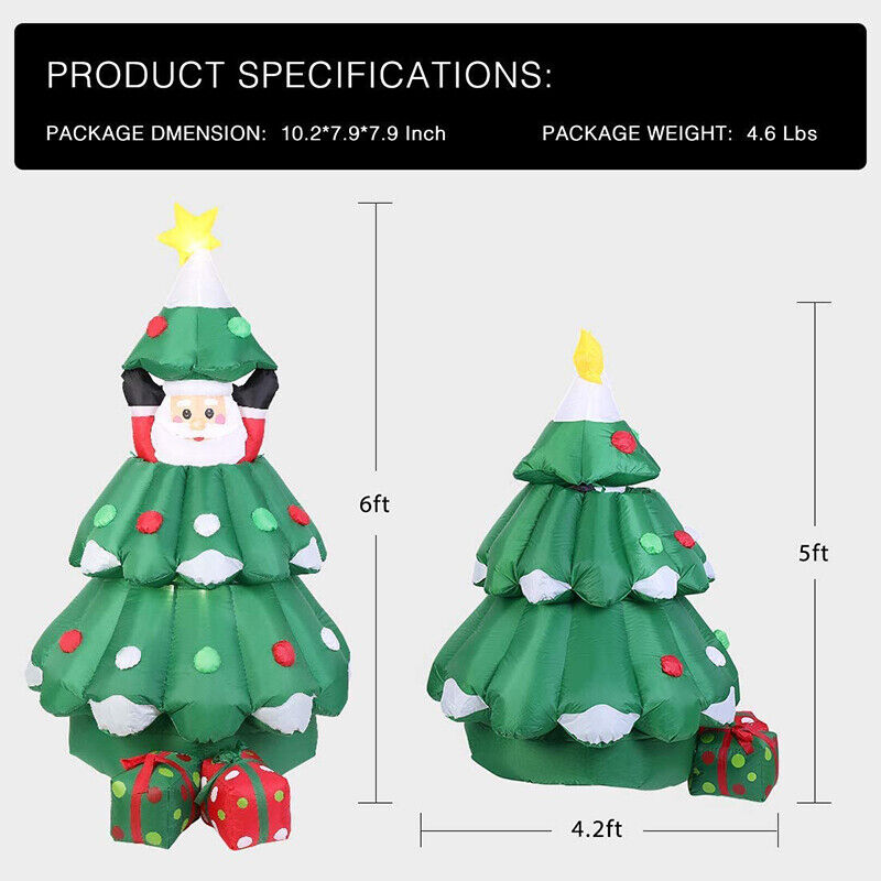 6 피트 공기 주입식 크리스마스 트리 팝업 산타 선물  - Kids Outdoor Xmas Gifts 리뷰 및 가격