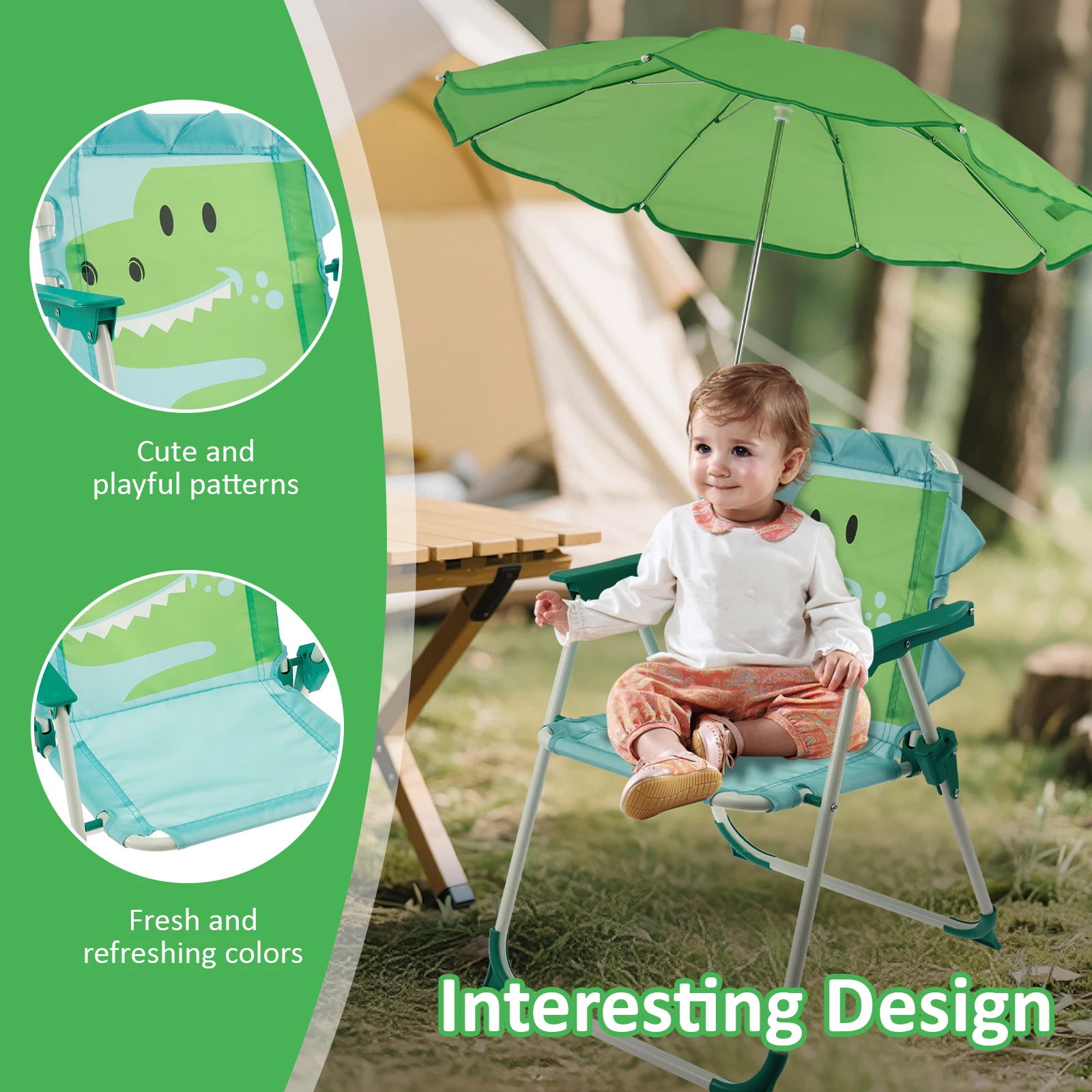 어린이 접이식 비치 의자, 햇빛 가리개 포함, 야외용  - Kids Outdoor Lounge Chair With Umbrella 리뷰 및 가격