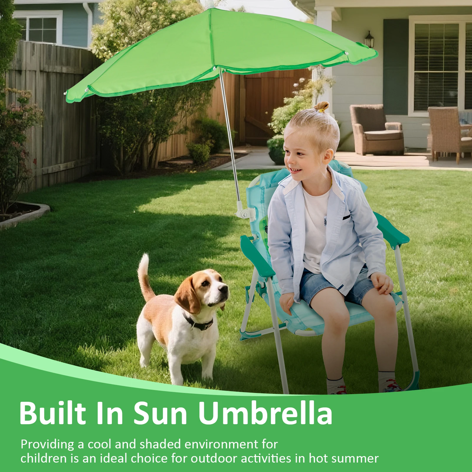 어린이 접이식 비치 의자, 햇빛 가리개 포함, 야외용  - Kids Outdoor Lounge Chair With Umbrella 리뷰 및 가격