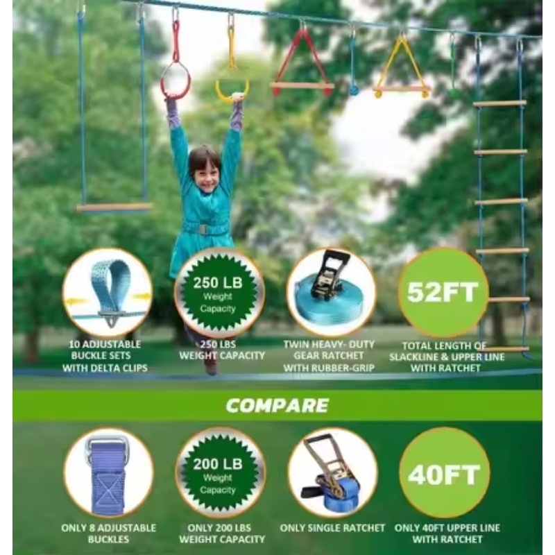 어린이용 워리어 장애물 코스 키트, 행잉 몽키 바, 피 - Kids Outdoor Monkey Bars 리뷰 및 가격