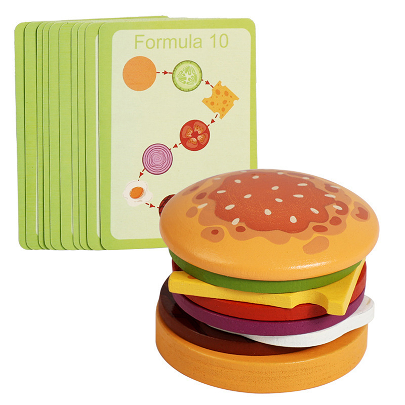 ·어린이를 위한 새로운 나무 햄버그 샌드위치 쌓기 장난 - Kids Outdoor Kitchen Accessories 리뷰 및 가격