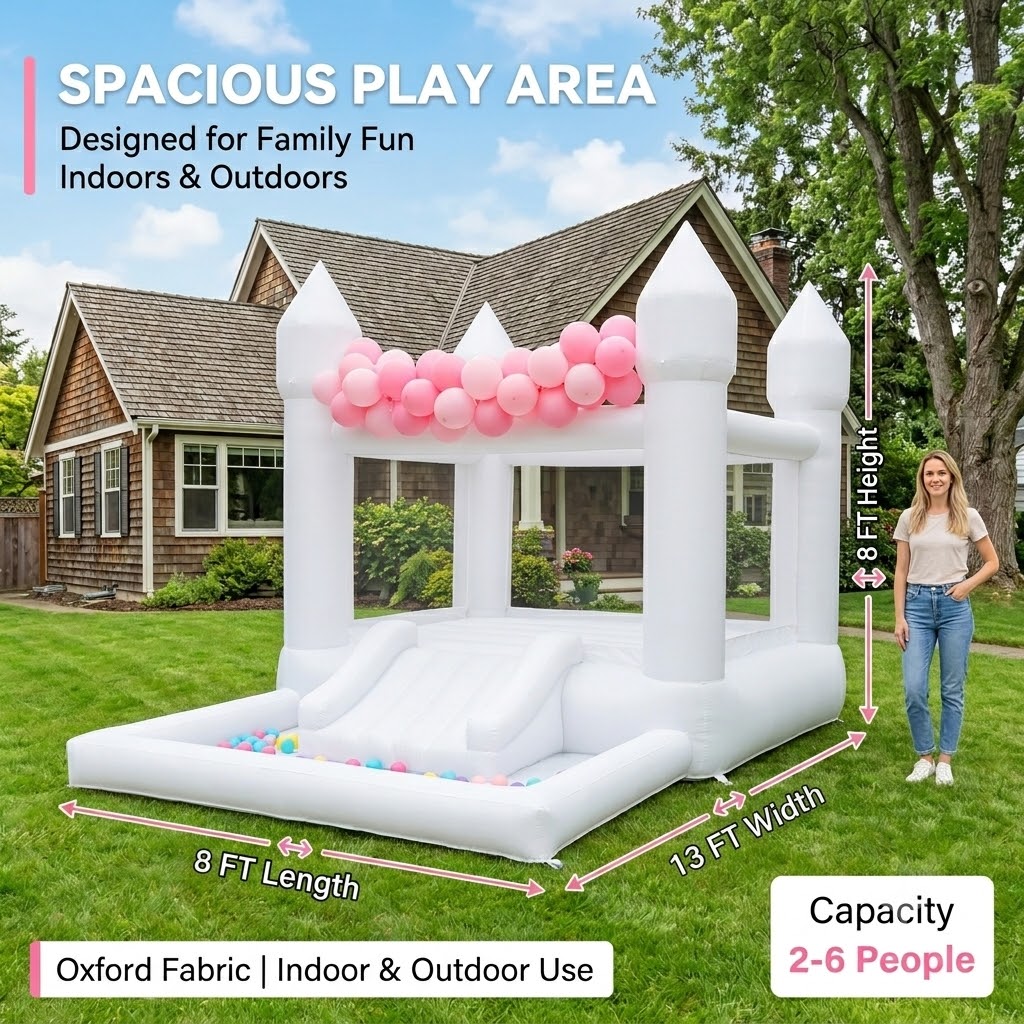 (송풍기 포함)13x8x8피트 풍선형 화이트 바운스 하 - Kids Indoor Outdoor Trampoline 리뷰 및 가격