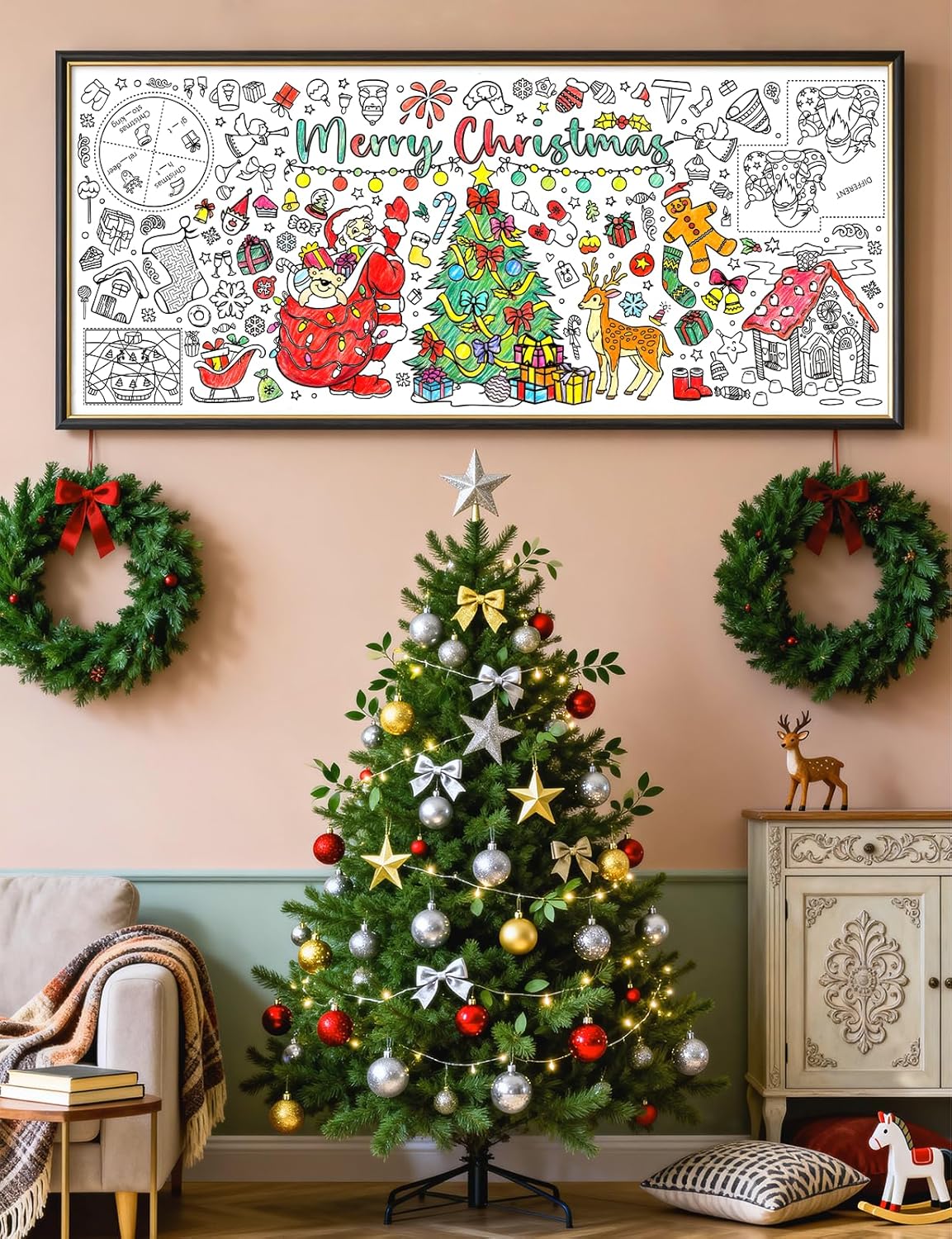 크리스마스 대형 색칠 포스터 테이블보 어린이 색칠 테이 - Kids Outdoor Xmas Gifts 리뷰 및 가격