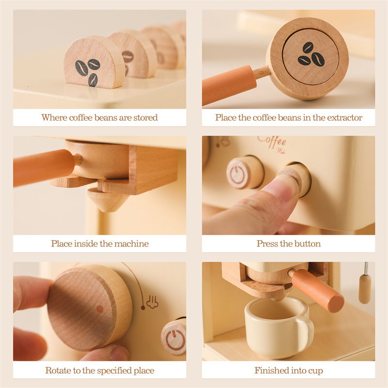 어린이 나무 몬테소리 장난감 세트 어린이 커피 기계 주 - Kids Outdoor Kitchen Accessories 리뷰 및 가격